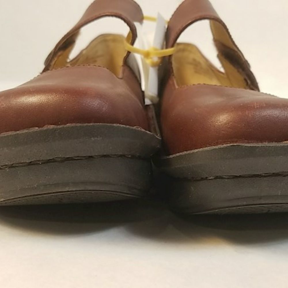 Women's Alegria Brown Leather Clogs - Picture 6 of 8